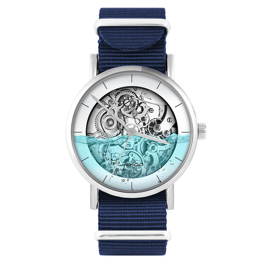 zegarki unisex Zegarek - Steampunk wodny - granat, nylon