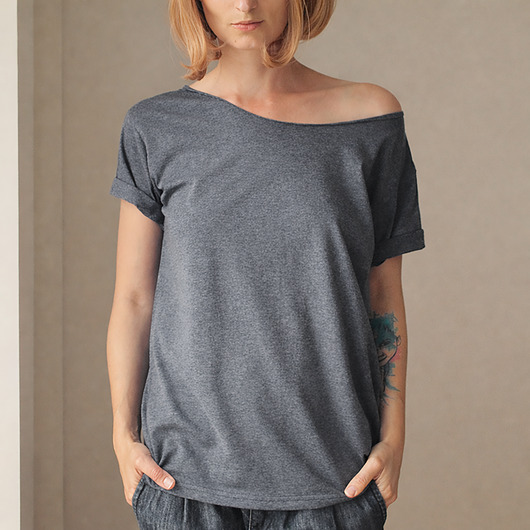 t-shirt damskie Grafitowy melanż Oversize