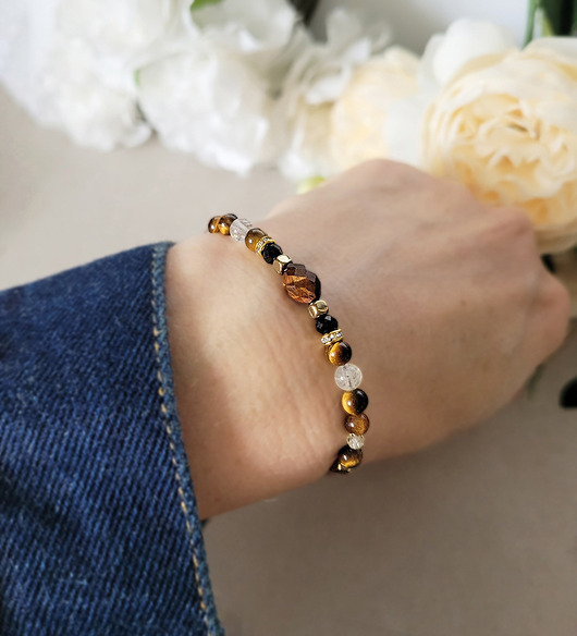 bransoletki z kamieni naturalnych DOBROBYT i OCHRONA z Turmalinem i Cytrynem