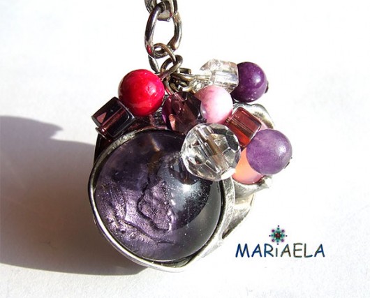 BRELOK FIOLET + RÓŻ MARIAELA