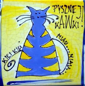Podstawka ceramiczna Błękitny kociak czerwonakropka