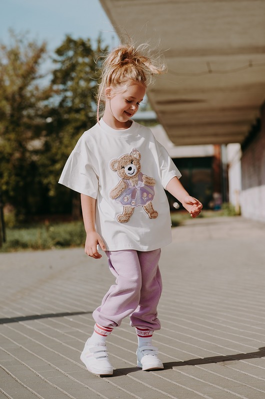 t-shirty dla dziewczynki T-shirt oversize Margaret Teddy cream