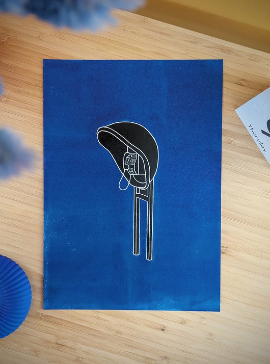 grafiki i ilustracje Ręcznie drukowany linoryt "0-800" ok. 21x30cm