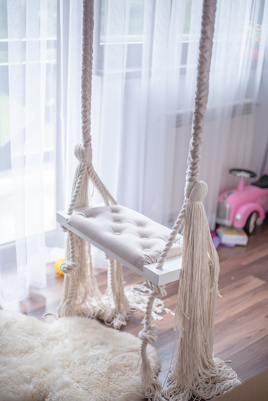 zabawki - inne Stylowa huśtawka MEDIUM 60CM na linach dla dzieci