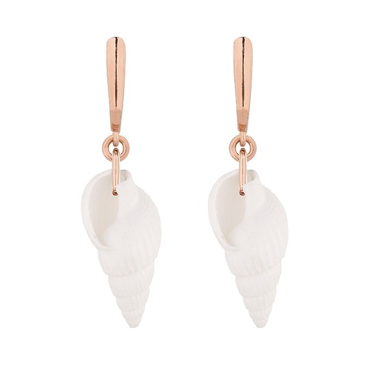 kolczyki pozłacane Kolczyki z różowego złota z białymi muszelkami