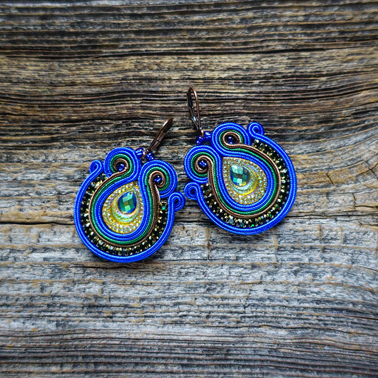 kolczyki soutache Peacock Eye-kolczyki soutache