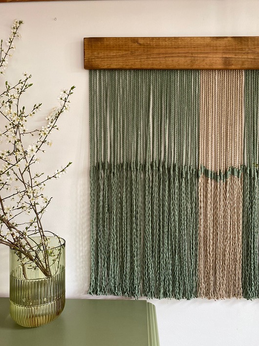 makramy Makrama Modern szałwia