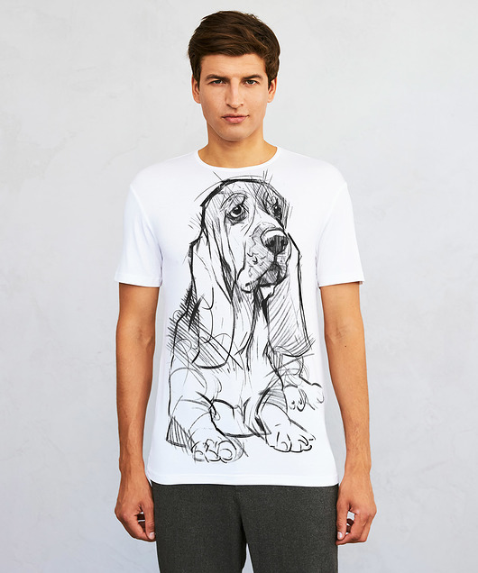 t-shirty męskie Basset Dog Men's T-shirt white
