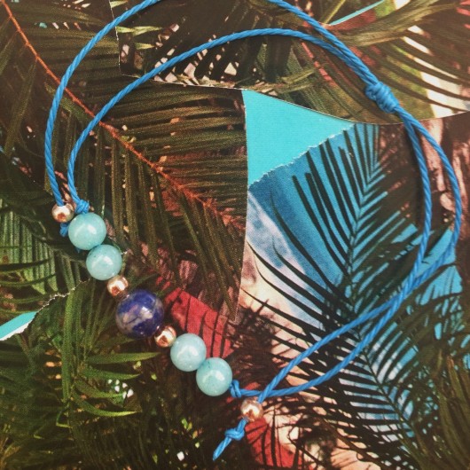 bransoletka lapis lazuli + jadeit , boho na nogę lovina