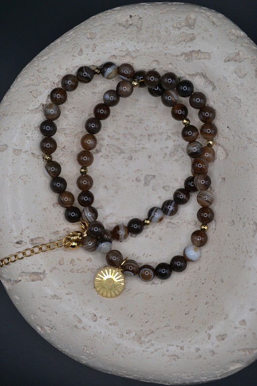 chokery Choker z brązowego sardonyksu z zawieszką