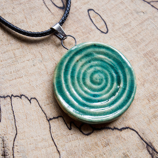 naszyjniki - inne Naszyjnik ceramiczny spirala turkus