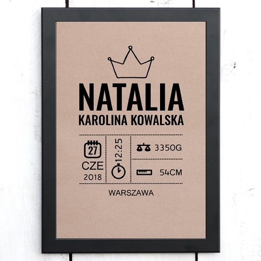 METRYCZKA w ramce, prezent dla dziecka, chrzest spoko motyw