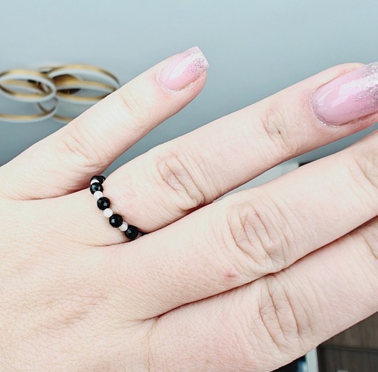 pierścionki elastyczne Pierścionek turmalin kamień księżycowy