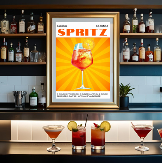 plakaty PLAKAT Aperol koktajl drink grafika ilustracja