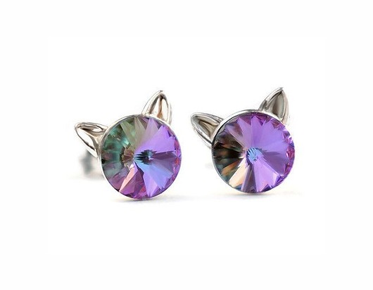 Koty! Kolczyki - kryształy Swarovski Vitrail Lt Marisella
