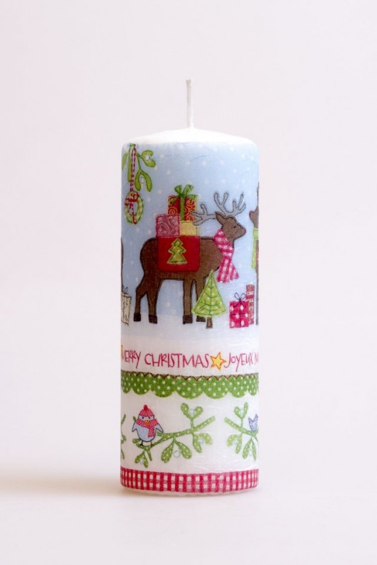 Świeca decoupage z motywem świątecznym Nikka handmade
