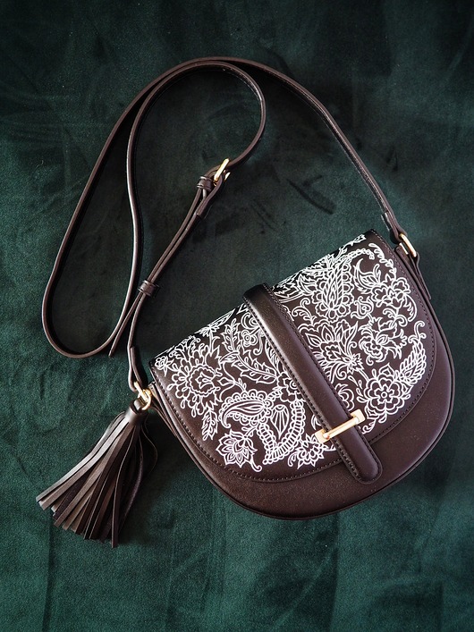 torby na ramię Czarna ręcznie malowana torebka na ramię