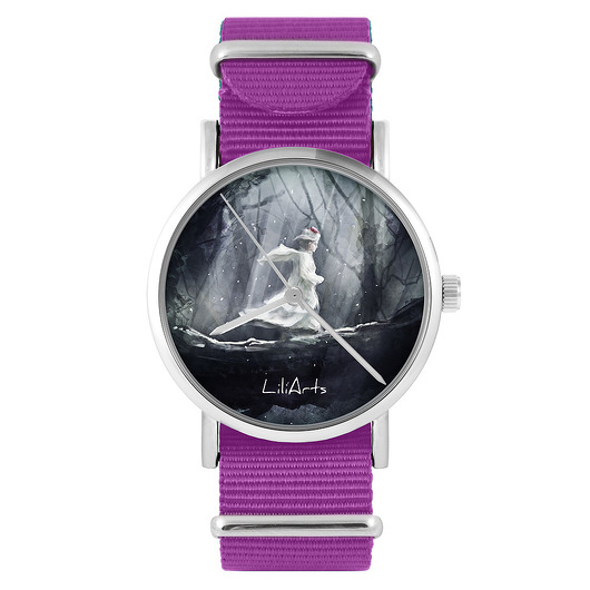 zegarki damskie Zegarek - Magiczny las - amarant, nylonowy