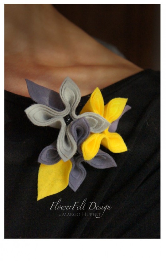 szarości z żółtym  FlowerFelt Design