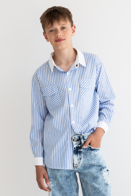 chłopiec - inne Blue striped shirt breeze