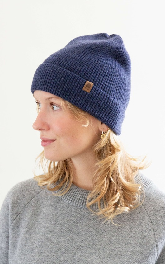 czapki damskie GAZELA RWS - Lekka Czapka Jeansowy 100% Wełna Merino RWS