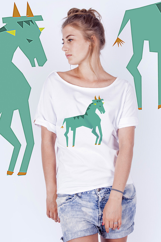 T-shirt damski Zielony Koń dziendobry