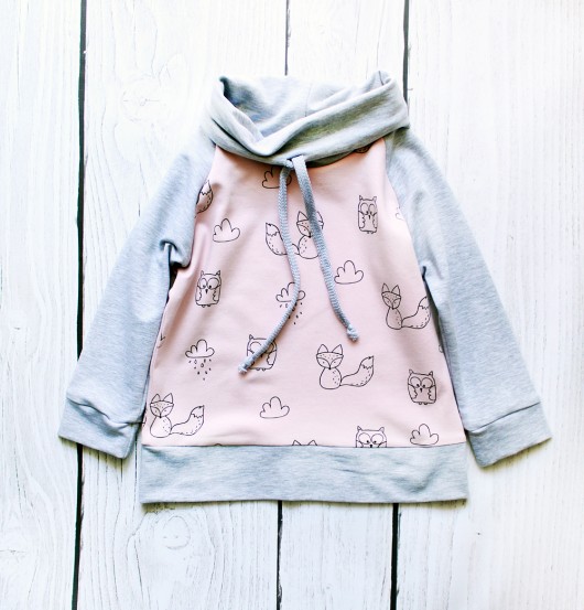 Bluza Owl + Fox Pink z kominem GugaBaby