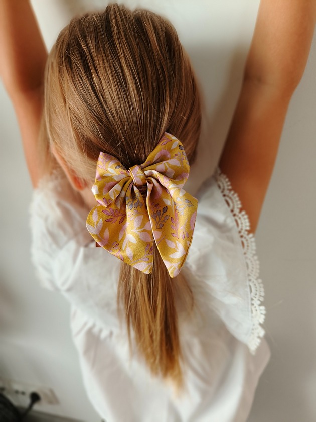 dziewczynka - inne Gumka jedwabna z kokardą MINI scrunchie honey garden