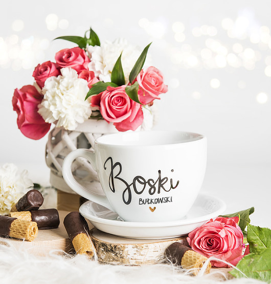 Kubek 500 ml - Boski z Twoim nazwiskiem ZŁOTE Nadzwyczajnie