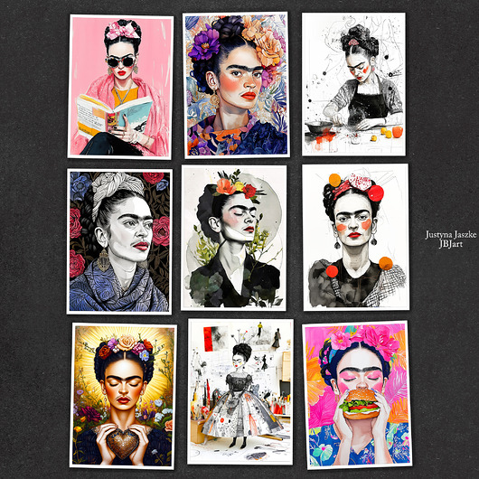 grafiki i ilustracje Frida - zestaw 9 grafik