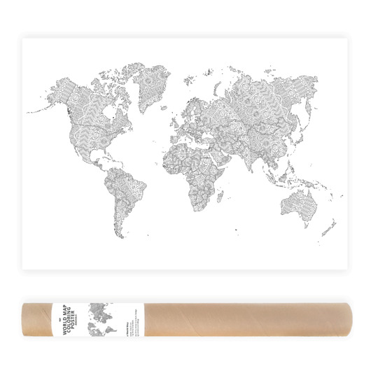 grafiki i ilustracje Plakat do Kolorowania Mapa Świata Mandala 50x70cm