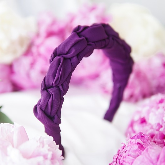 opaski do włosów Jedwabna opaska węzełki fiolet