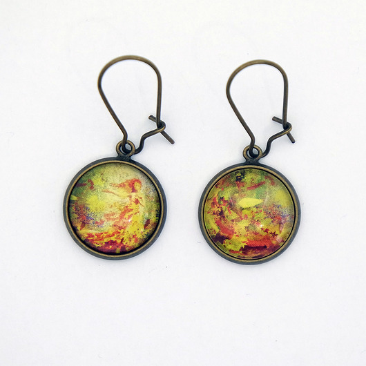 kolczyki szklane Kolczyki - Liście, jesień - wiszące