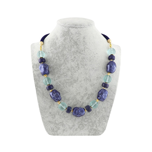NASZYJNIK - lapis lazuli, szkło, ceramika. M A N D A L A