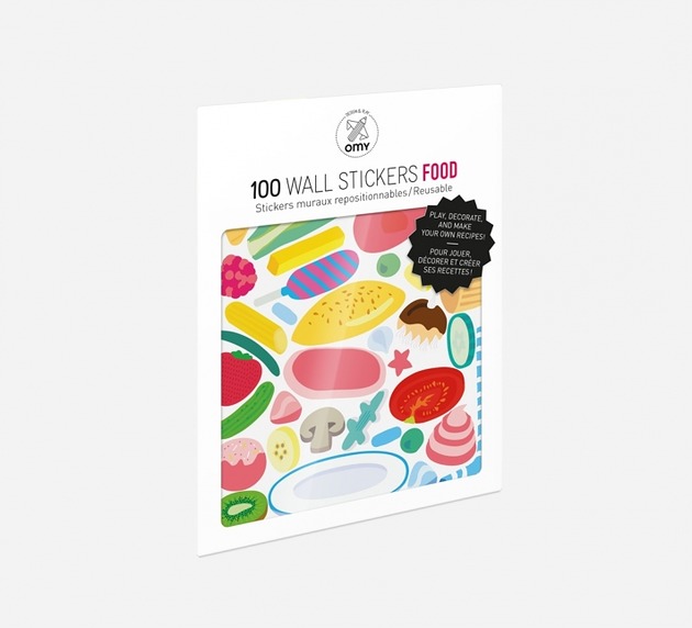 naklejki ścienne do pokoju dziecka Zestaw wielorazowych naklejek FOOD 100 szt.