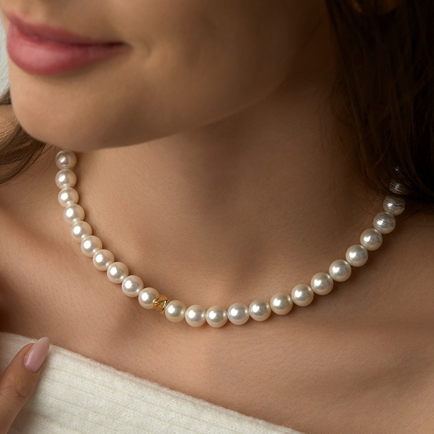 chokery Choker naszyjnik perły Seashell- srebro 925 pozłacane