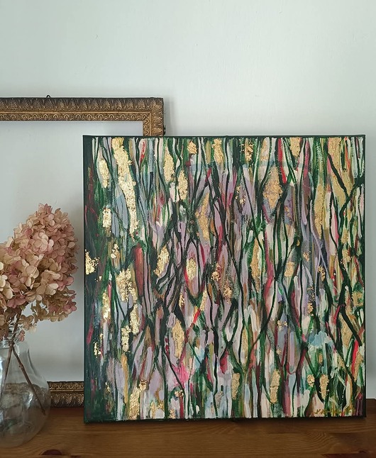 obrazy Obraz ręcznie malowany na płótnie 50x50 cm - Abstrakcja - Przebłyski