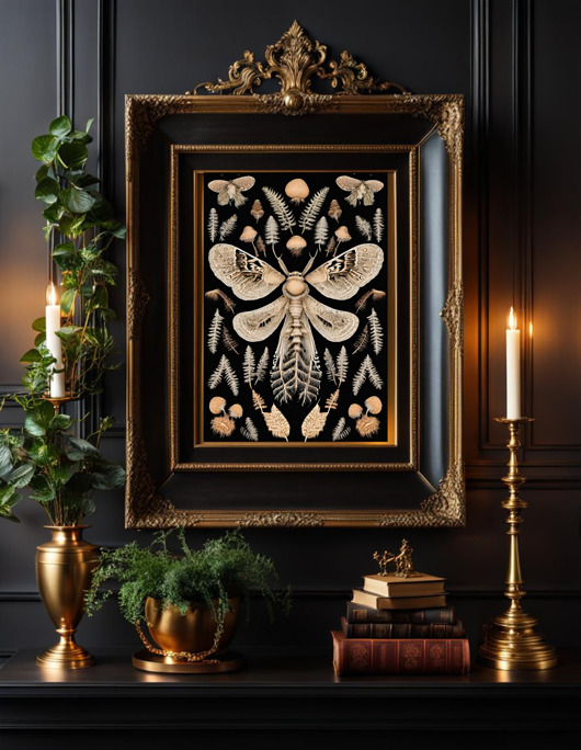 plakaty PLAKAT vintage ilustracja ćma ciemna