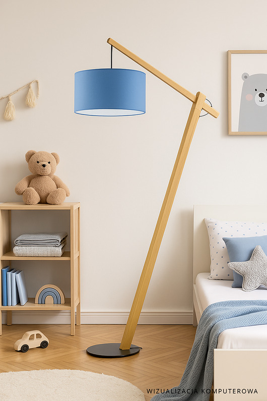lampy do pokoju dziecka Drewniana lampa podłogowa na jednej nodze TORINO KIDS