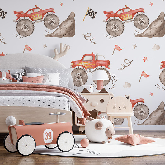 naklejki ścienne do pokoju dziecka Tapeta Monster-truck