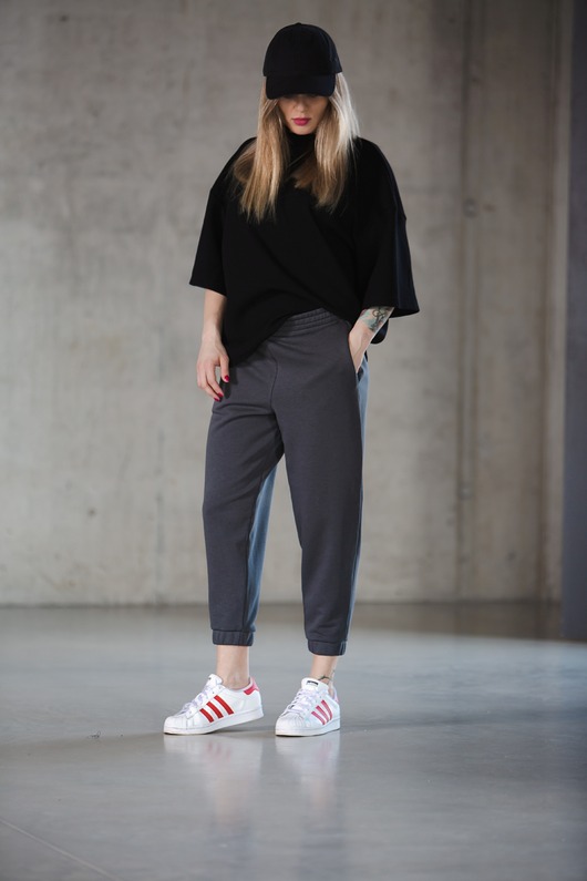 t-shirt damskie T-shirt oversize Wafel czarny