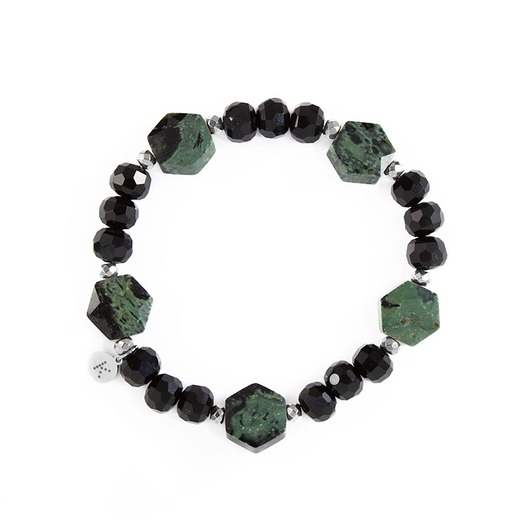 bransoletki z kamieni naturalnych Bransoletka z eleganckim zielonym Jaspisem - Wersja Srebrna