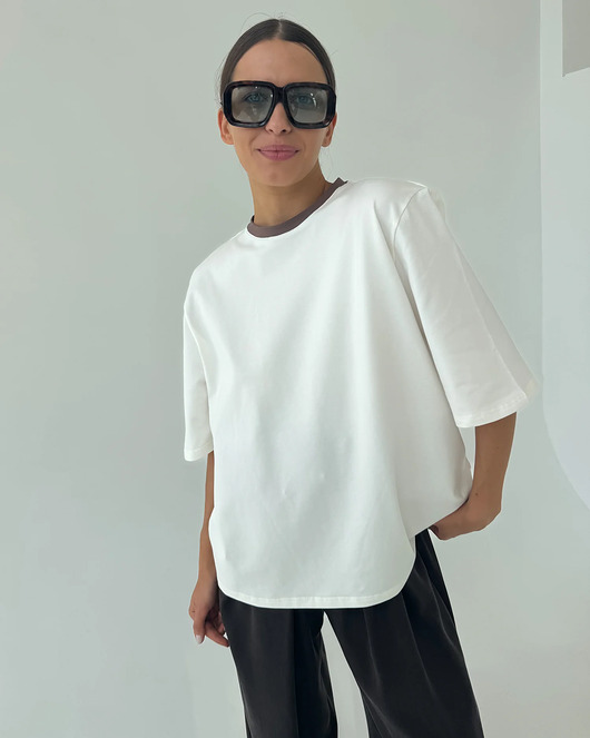 t-shirt damskie T-Shirt Art ecru cacao pliska