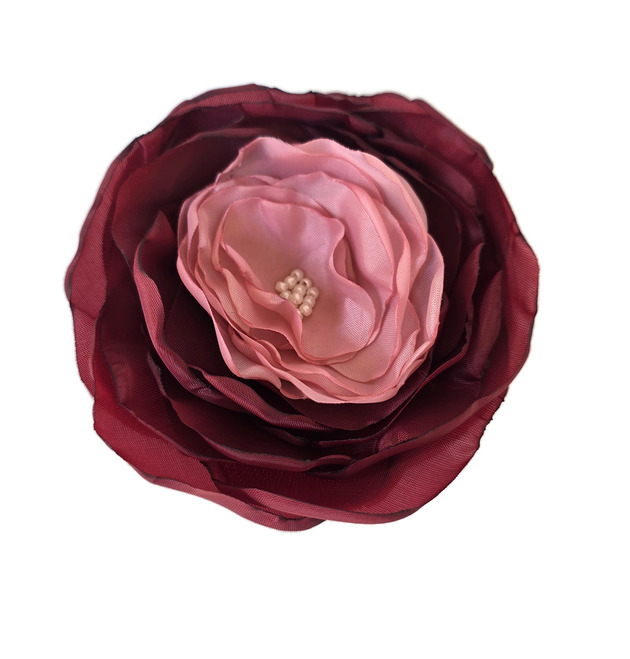 broszki Broszka bordowa z różem  10cm kwiat