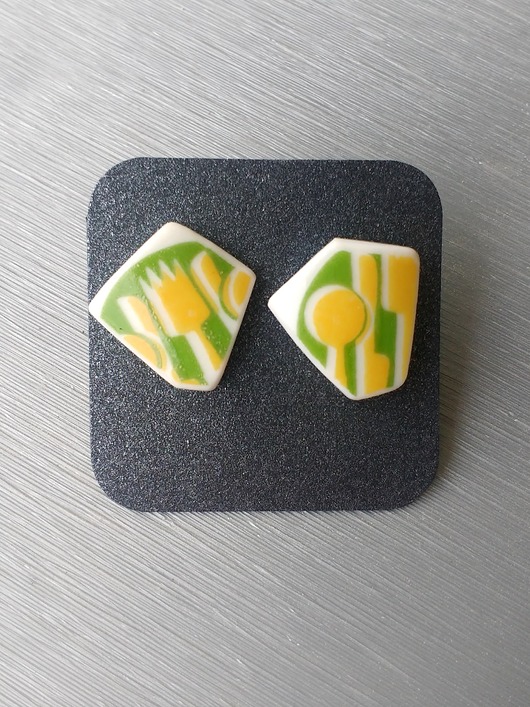 Kolczyki ceramiczne bar mleczny biżuteria z talerzy