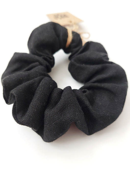 gumki do włosów 100% len, owijka do włosów, black
