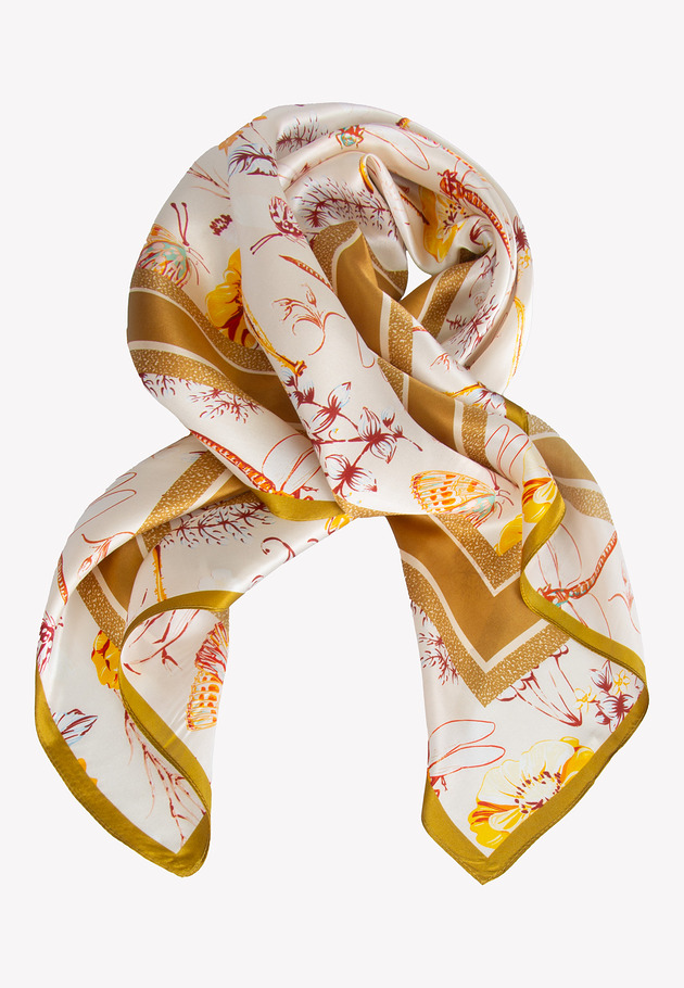 apaszki Duża apaszka damska jedwabna wiosenny wzór 88cm x 88cm