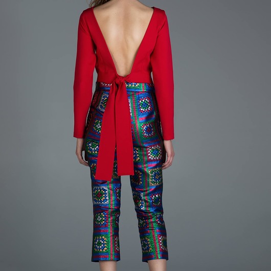 spodnie materiałowe damskie Eleganckie żakardowe spodnie