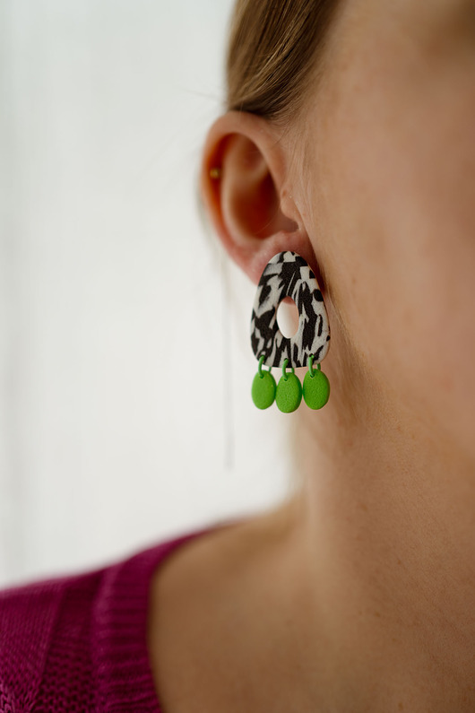 kolczyki z masy plastycznej Wiszące kolczyki w skandynawskim stylu