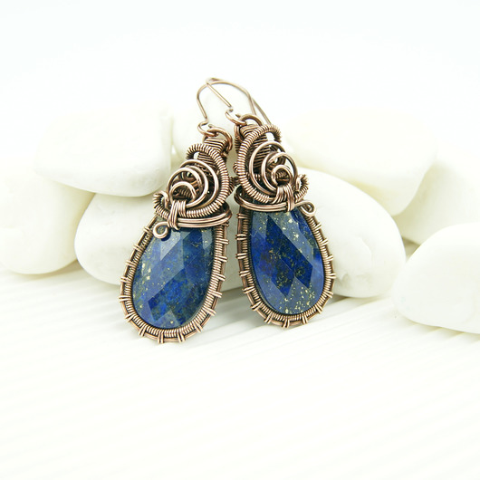 kolczyki wire wrapping Kolczyki z lapis lazuli